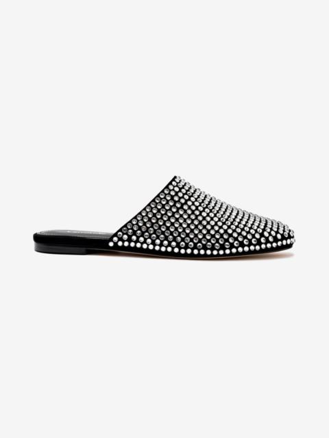 Larroudé Venice Flat Mule Crystal In Black Suede