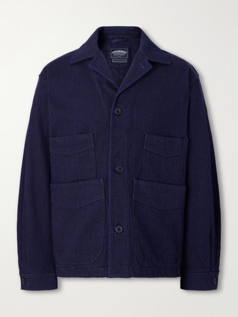 FrizmWORKS Waffle-Knit Cotton Jacket Blue