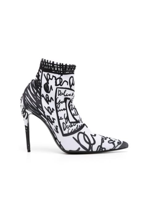 logo-print stiletto boots