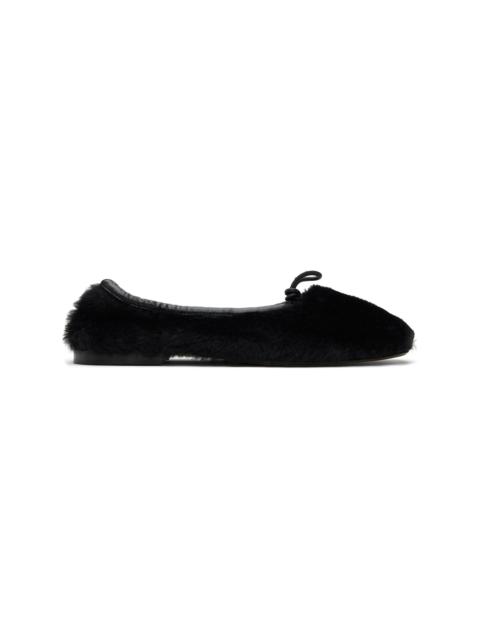 HEREU Black Puntera Shearling Ballerina Flats