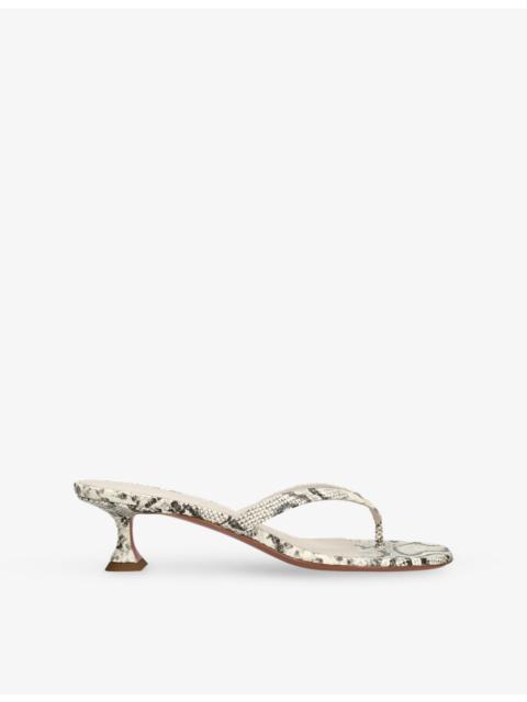 Amina Muaddi Juliette Thong 45 Leather Heeled Sandals
