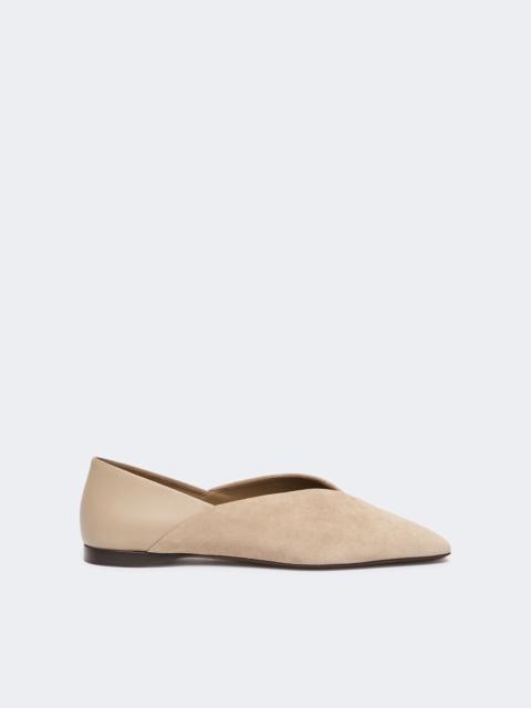 Max Mara SQUAREFLAT Split leather and nappa leather ballet flats - BEIGE