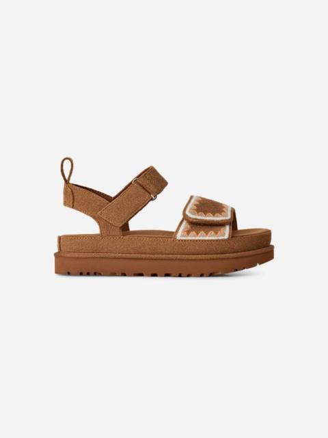 UGG ® Women's Goldenstar Artistitch Suede Sandals in Chestnut