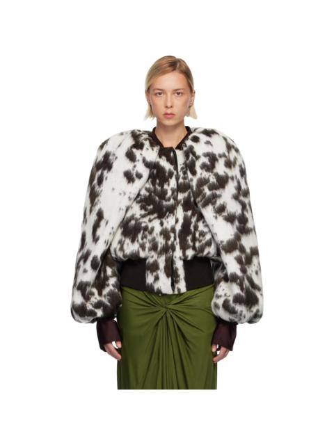 Dries Van Noten Off-White & Brown Brushed Bomber Jacket