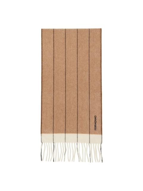 FERRAGAMO Tan Stripe Scarf