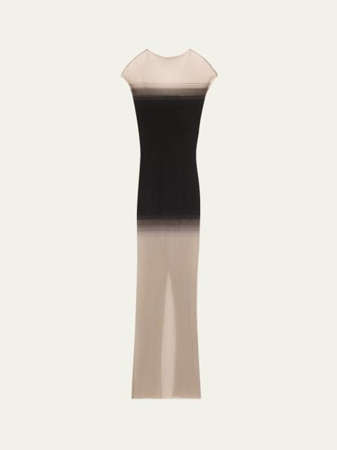 GRACE LING Long Sheer Censor Degrade Knit Dress