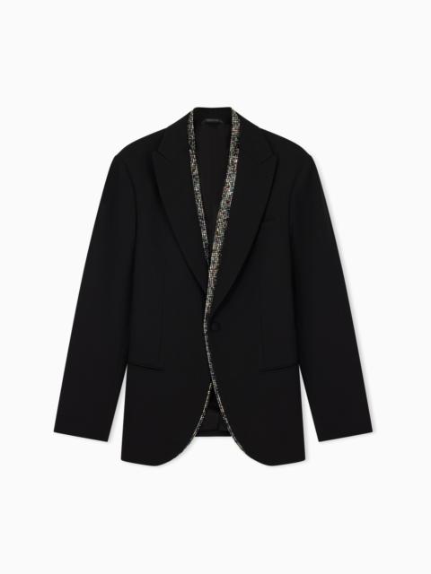 GIORGIO ARMANI SOHO LINE SINGLE-BREASTED TUXEDO JACKET IN WOOL CRÊPE