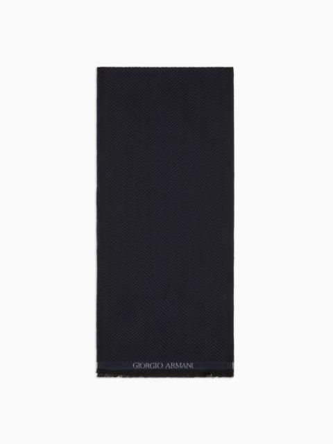 GIORGIO ARMANI CHEVRON JACQUARD WOOL SCARF