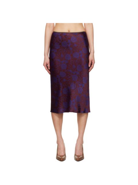 Burgundy & Purple Damask Midi Skirt
