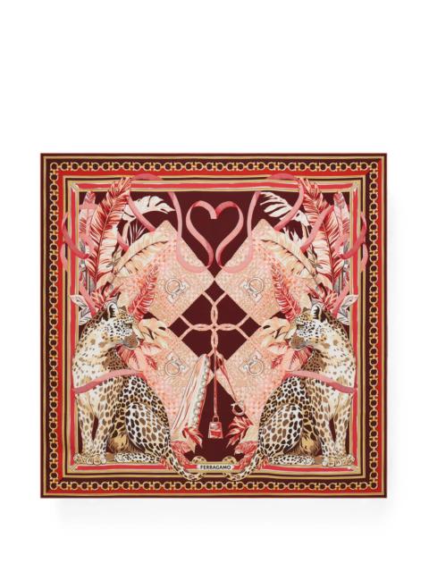 FERRAGAMO Ferragamo Feline Print Silk Foulard