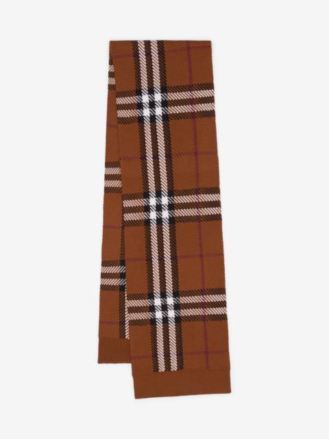 Burberry Check Wool Blend Knitted Scarf