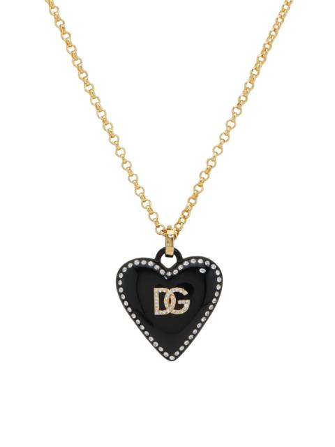 Dolce & Gabbana Women's Goldtone & Glass Crystal Monogram Heart Pendant Necklace - Gold