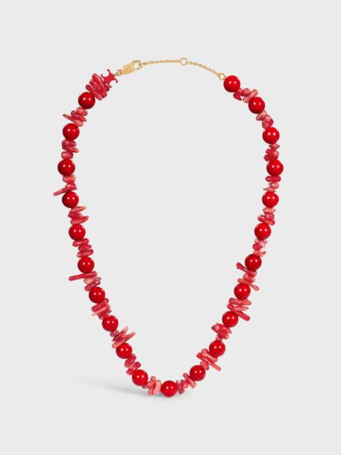 CELINE ÉTÉ CELINE BEADS NECKLACE IN CORAL, CALCITE, VARNISH AND BRASS WITH GOLD FINISH