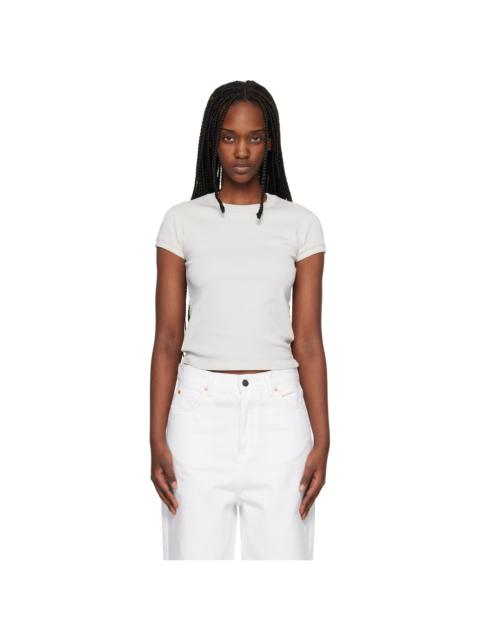 Maison Kitsuné Gray Contrasted Rib Fitted T-shirt