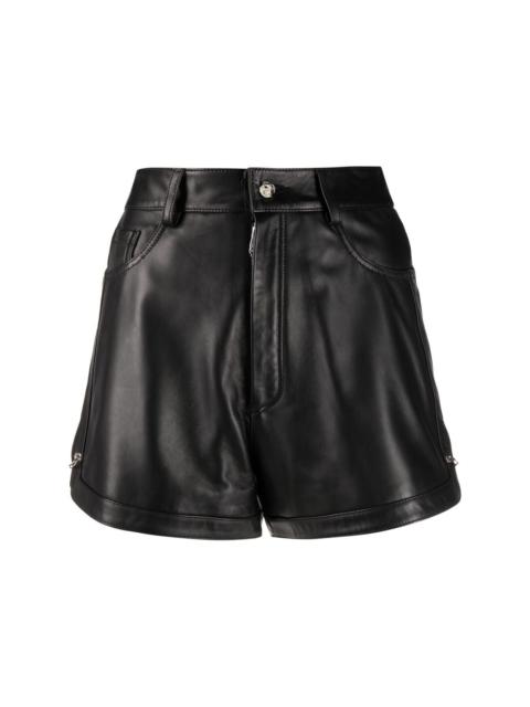 pin-embellished leather shorts