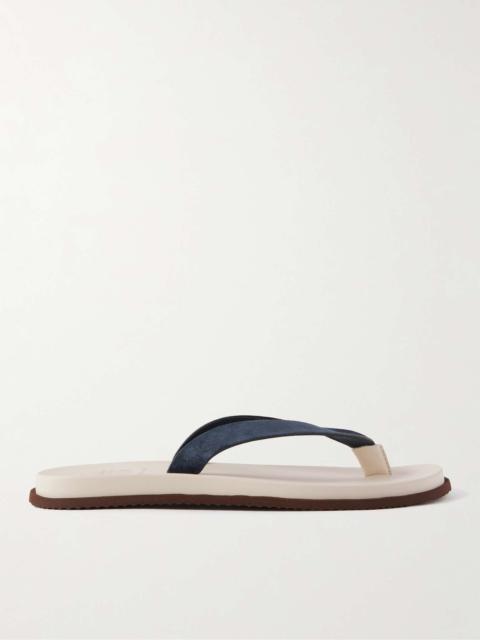 Brunello Cucinelli Suede and Leather Flip Flops