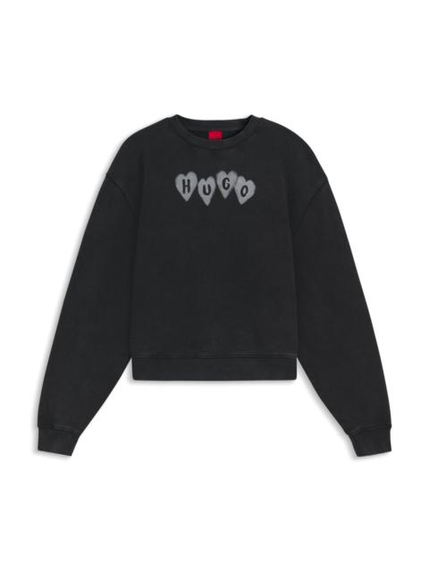 HUGO HEART-LOGO SWEATSHIRT IN COTTON TERRY