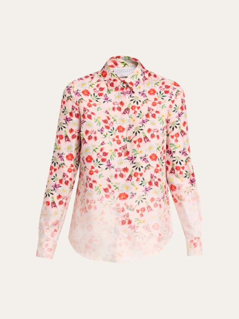 GABRIELA HEARST Henri Ombre Floral Silk Button-Down Blouse