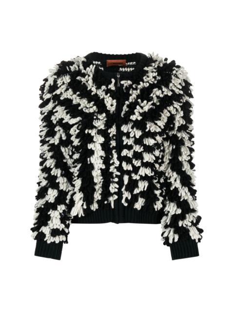 zip-fastening knitted cardigan