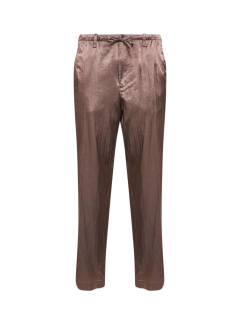 Dries Van Noten Old rose viscose and cotton straight-leg trousers