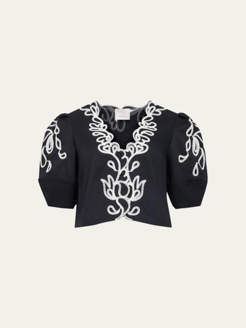 Cinq à Sept Bellara Embroidered Paisley Bloom Top