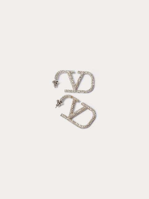 VLOGO SIGNATURE EARRINGS IN METAL AND SWAROVSKI® CRYSTALS.