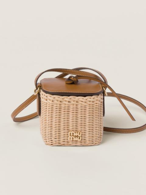 Miu Miu Woven fabric and leather micro-bag
