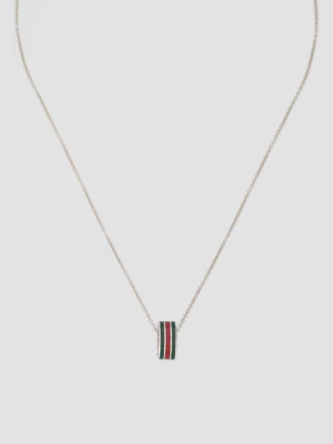 GUCCI Women's Interlocking Sterling Silver & Enamel Pendant Necklace - Silver Green Enamel