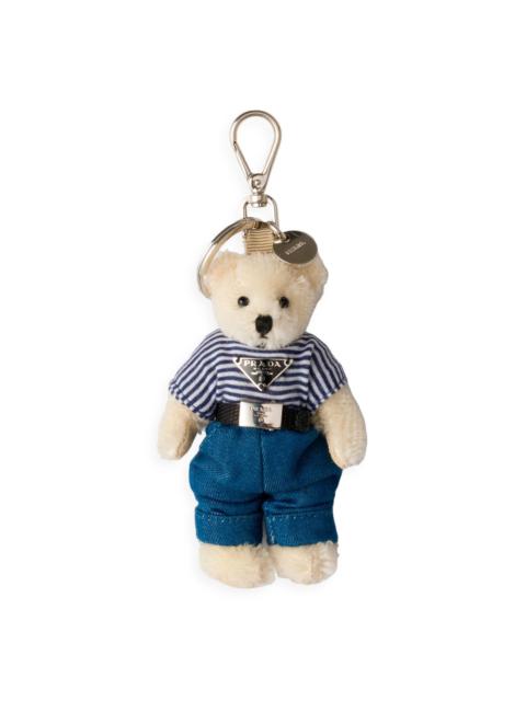 Prada Women's Teddy Bag Charm with Metal Ring - White