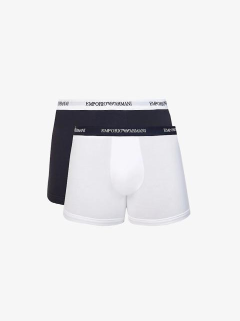 EMPORIO ARMANI Pack of two logo-embellished stretch-cotton boxers