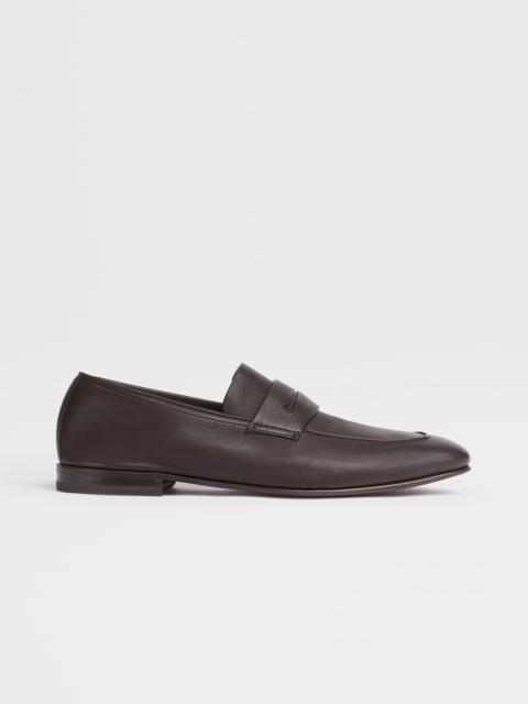 ZEGNA DARK BROWN SOFT LEATHER L'ASOLA MOCCASIN