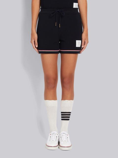 Thom Browne Navy Ottoman Rib Stripe Hem Mid Thigh Short