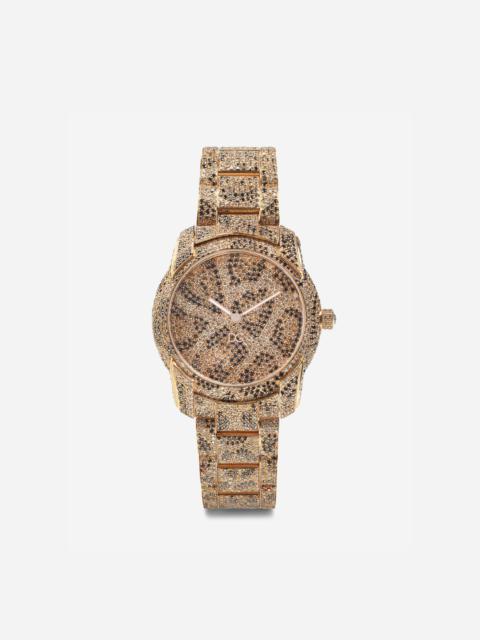 Dolce & Gabbana DG7 leo watch in red gold with brown and black diamonds