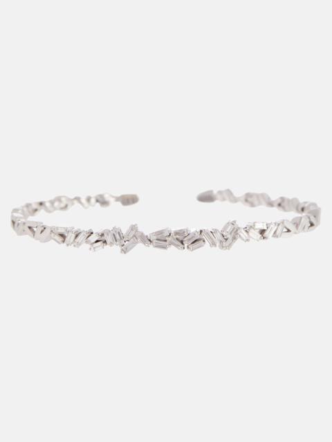 SUZANNE KALAN 18kt white gold cuff bracelet with white diamonds