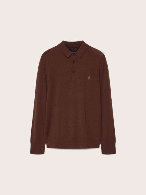 ALLSAINTS MODE MERINO LONG SLEEVE RAMSKULL POLO SHIRT