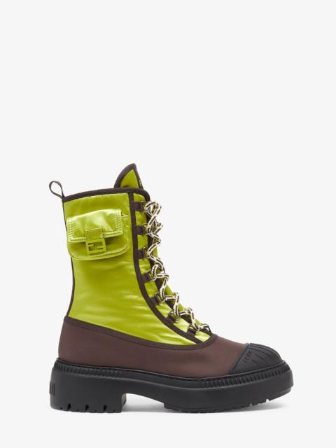 FENDI Acid green nylon biker boots