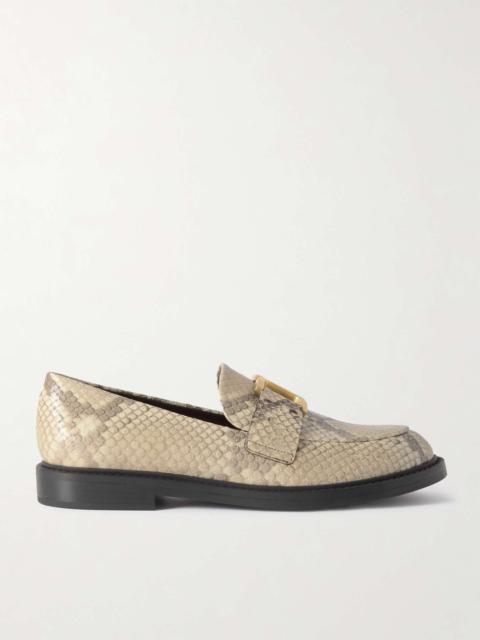 Chloé Marcie buckled snake-effect leather loafers