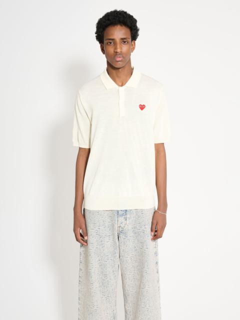 COMME DES GARÇONS PLAY POLO NECK SHORT SLEEVE SHIRT WHITE