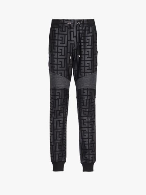 Balmain Black eco-designed cotton sweatpants with maxi dark orange Balmain monogram