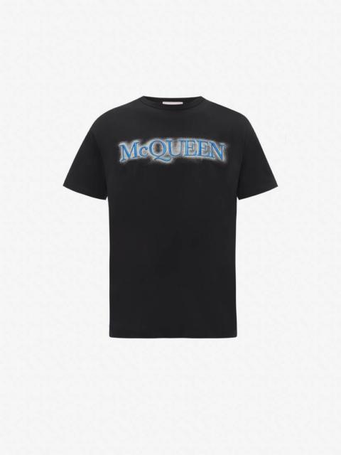Men's McQueen Spray Logo T-shirt in Black/multicolour