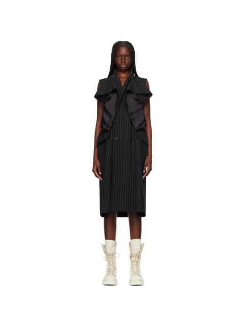 sacai Black Wool Silk Suiting Midi Dress