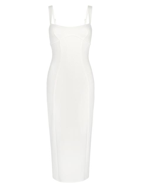 GOOD AMERICAN Women's Sculpting Crystal Sweetheart Midi-Dress - Cloud White