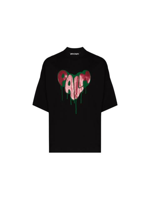 Palm Angels Palm Angels Palm Spray Heart T-Shirt Black Red Green