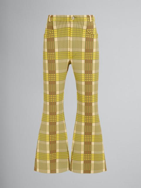 YELLOW AND GREEN CHECKED TECHNO KNIT TROUSERS