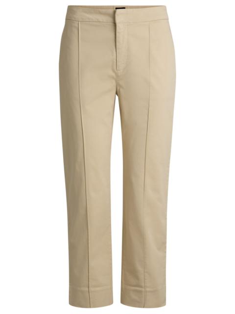BOSS TAPERED-FIT CHINOS IN STRETCH-COTTON SATIN