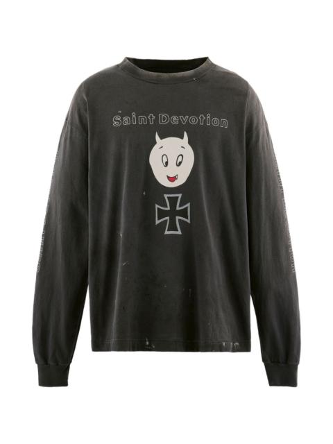 SAINT M×××××× long-sleeve graphic-print T-shirt