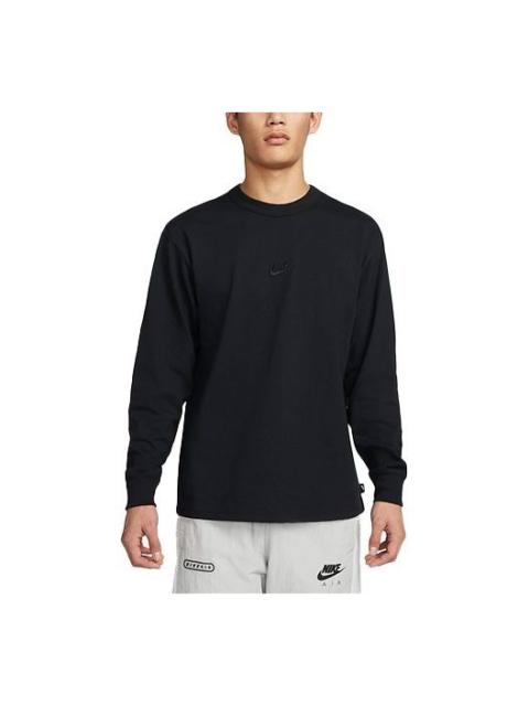 Nike Nike Sportswear Premium Essentials Solid Color Sports Round Neck Pullover Long Sleeves Black DO7391-