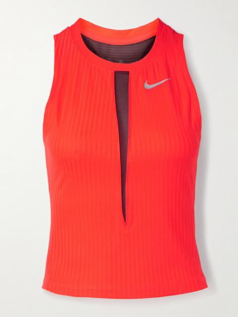 Nike Nikecourt Slam Cutout Mesh-trimmed Ribbed Dri-fit Tennis Tank