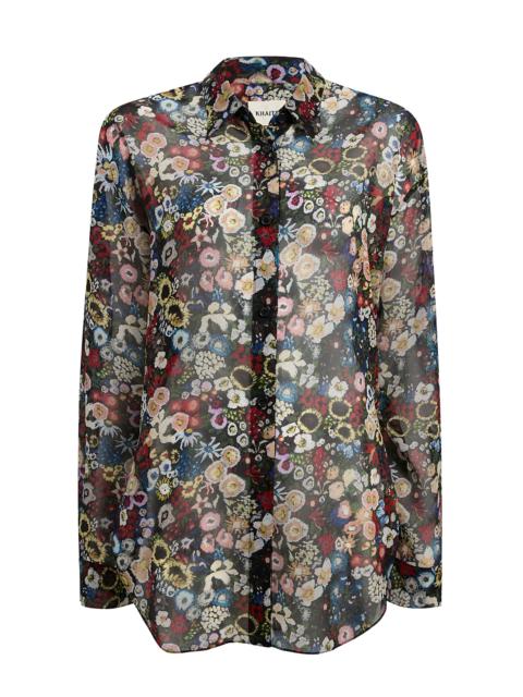 KHAITE Goya Floral Silk-Chiffon Shirt floral