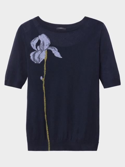 Lafayette 148 New York Floral Intarsia-Knit Sweater